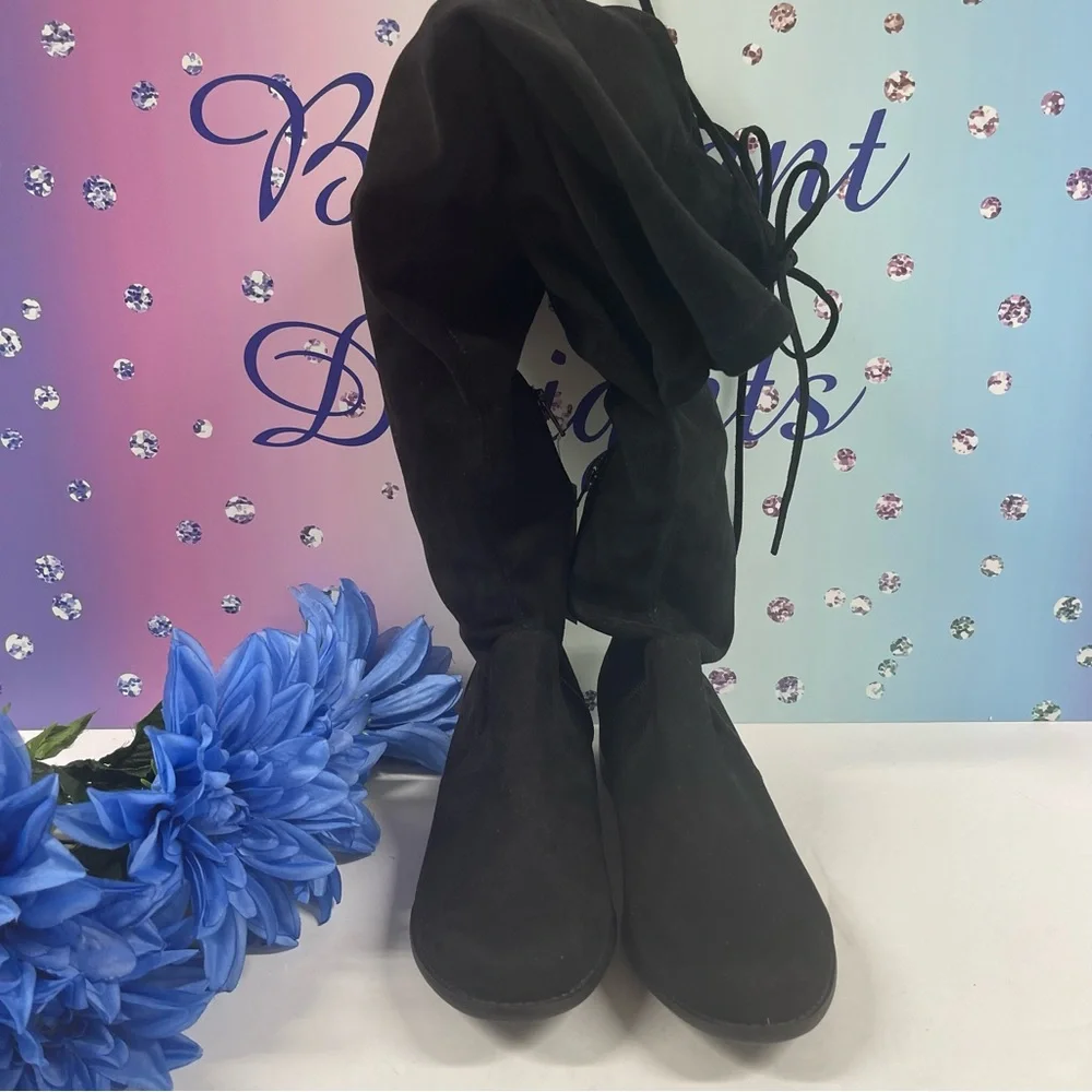 BLACK MICROSUEDE OTK BOOTS